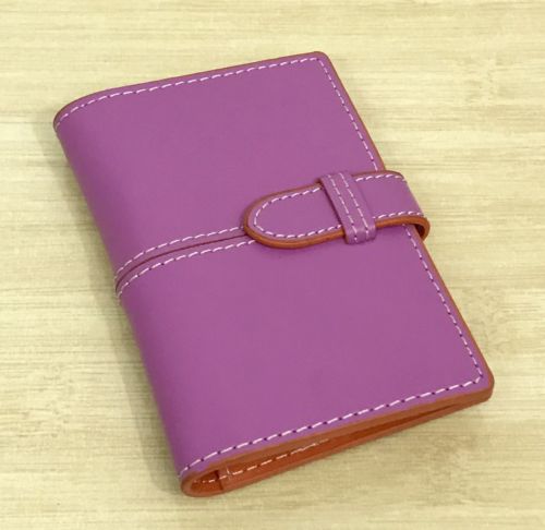 Baekgaard Maui Pink/Pumpkin Leather Mini Notebook w/ Notepad, Signature Pen