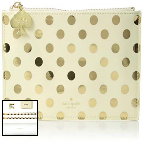 Pencil Pouch GOLD Dots One Size FREE SHIPPING Womens Office Products