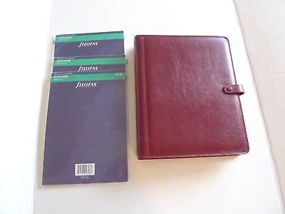 FILOFAX- LEATHER PLANNER- DESKTOP SIZE-DX1 CLF 5/4- WITH  MANY INSERTS- MADE@UK