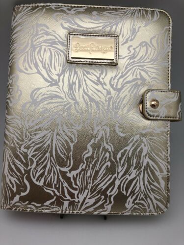 Lilly Pulitzer Agenda Folio Gold Leaf Leatherette, New