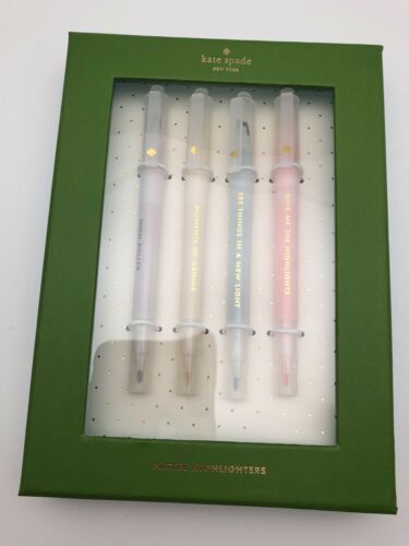 Kate Spade Pastel Highlighter Set of 4, Medium and Fine tips, New