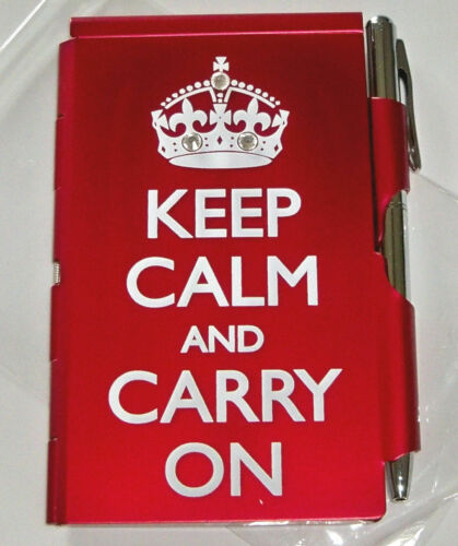 Wellspring Flip Note w/ Pen - 1580 Keep Calm and Carry On Bling Red Bead crown