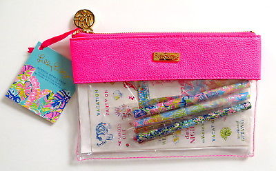 Lilly Pulitzer Agenda Bonus Pack Stickers Pens Pen Holder Zippered Pouch Pink
