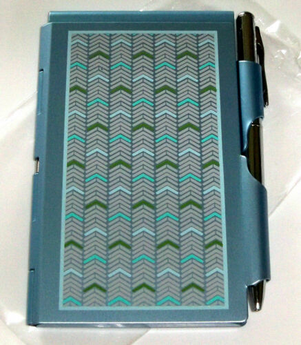 Wellspring Flip Note w/ Pen - Waverly Blue 1703  Pad Metal Blue case Organizer