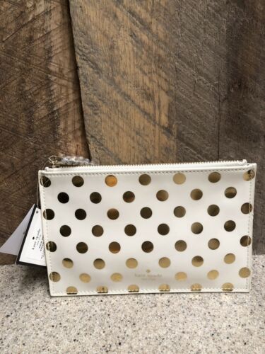NWT~Authentic New Kate Spade New York Gold Dots Pencil Pouch Set