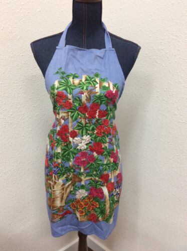 Apron Blue Red Flowers Garden Gardening Beautiful Watering Can