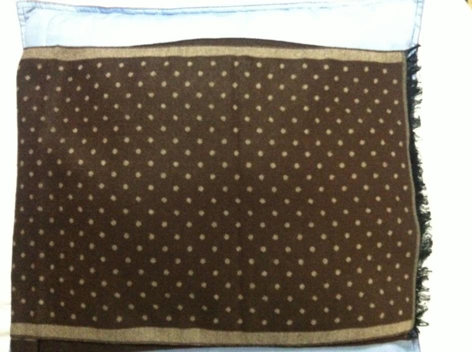 ISAAC MIZRAHI MENS NEW BROWN 100%POLYESTER REVERSIBLE SCARF SIZE:13 3/4