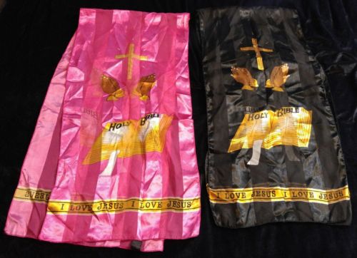 2 I love Jesus holy bible black praying hands women's spring scarf scarves EUC