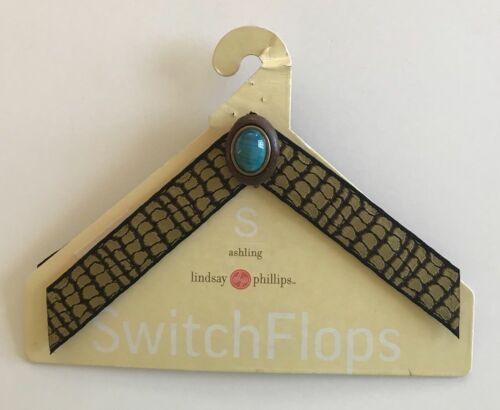 Lindsay Phillips Ashling SwitchFlops Switch Flops Straps Brown Gold Blue Sm New
