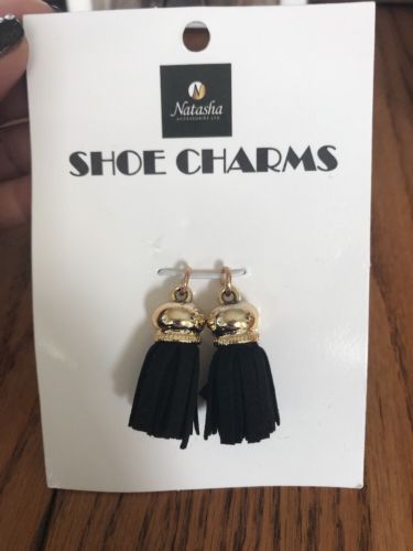 Natasha Shoe Charms Black  Tassle