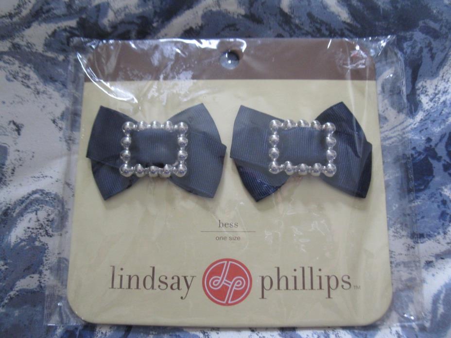 Lindsay Phillips Pair of Bess Navy/Silver Shoe Snaps - Last One & Rare!    NIP