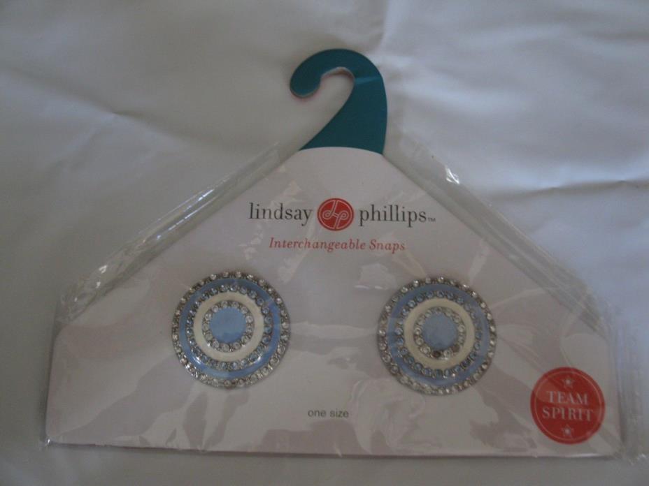 Lindsay Phillips Pair of Sky Blue & White Shoe Snaps Rare & Cute! Last One!  NIP