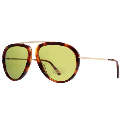 Tom Ford Stacy TF452 56N Havana Brown/Gold Green Women's Aviator Sunglasses