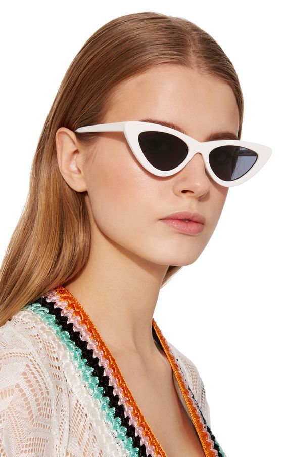 LE SPECS X ADAM SELMAN THE LAST LOLITA SUNGLASSES WHITE CAT EYE NARROW SHAY