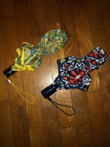 Lot of 2 Nice Retired Vera Bradley Umbrellas!  Lemon Parfait And Sun Valley!