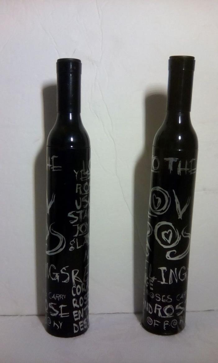 Wine Bottle full size Umbrella Black & Silver. NEW