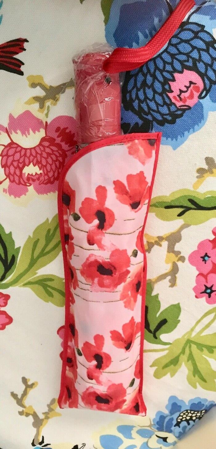 FabFitFun Catherine Malandrino Umbrella Red Pink White Floral Flowers Auto Open