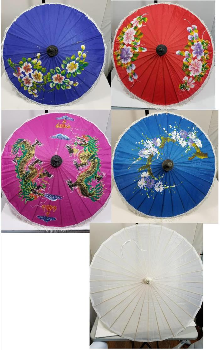 Vintage Handpainted Silk Umbrella Chinese Wedding Photo Parasol Dance Prop Decor