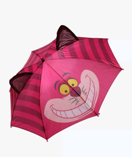 Cheshire cat DISNEY ALICE IN WONDERLAND UMBRELLA flocked handle with ears