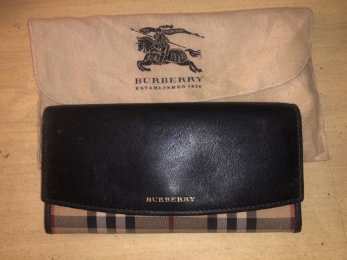 Authentic Womens Burberry Horseferry Leather Continental Wallet Black