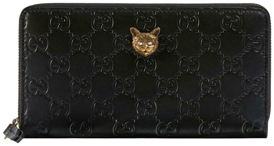 NWTGucci Guccissima Signature zip around wallet with Cat