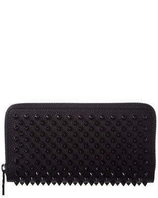 Christian Louboutin Womens  Panettone  Leather Zip Around Wallet, Black