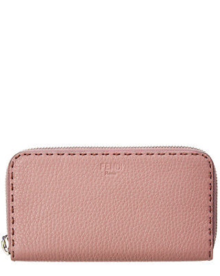 Fendi Womens  Leather Zip Around Wallet, Pink