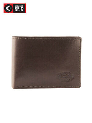 Mancini RFID Secure Men's I.D. Card Case, Leather Wallet in Brown