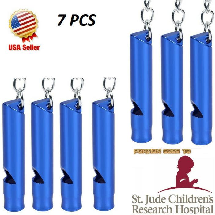 7 Rape Emergency Alarm Key Chain Whistles Survival Blue