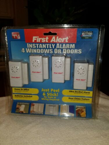 FIRST ALERT Premium Instant Alarm 4 Windows or Doors Peel and Stick FREE SHIP!