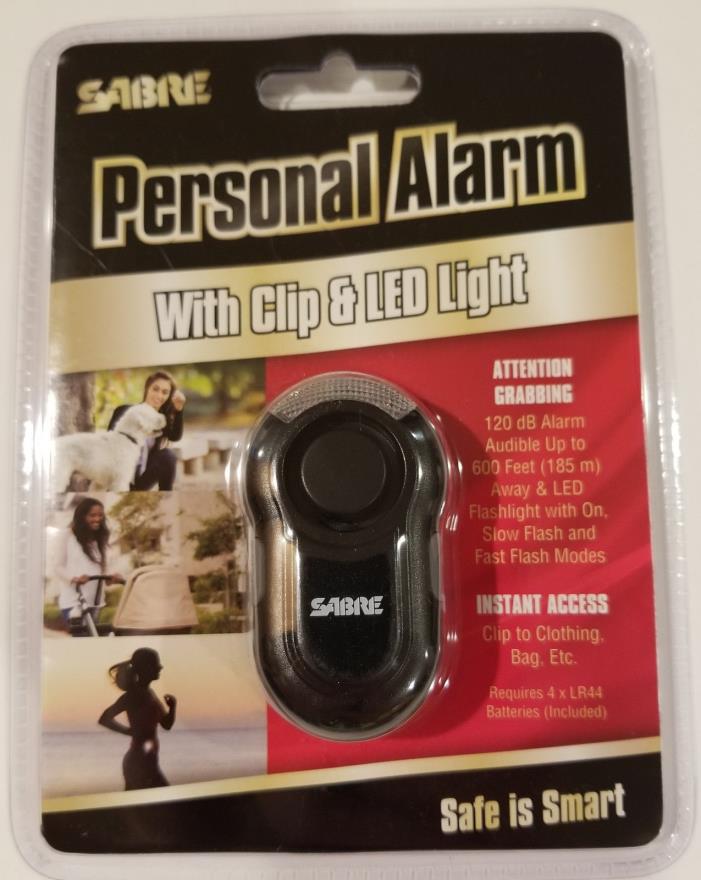SABRE Personal Alarm with Clip & LED Light 120dB Alarm Run Hike Bike FREE SHIP!!