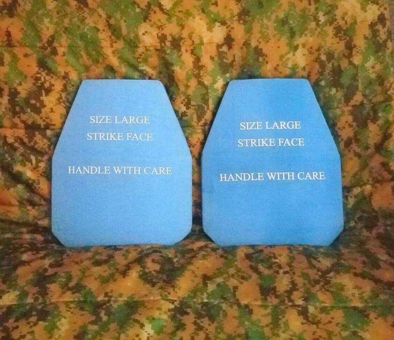 (2) BLUE BODY ARMOR CERAMIC STRIKE FACE PLATES APM2 LARGE SWIMMERS CUT NSW