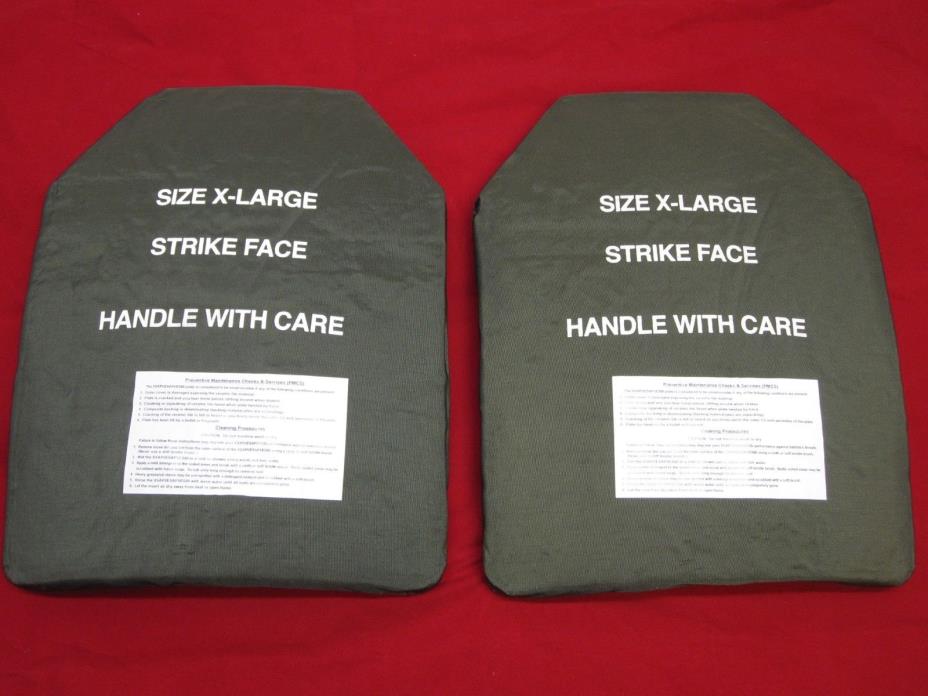 (2) XL BODY ARMOR STRIKE FACE PLATES CERAMIC X-LARGE 11