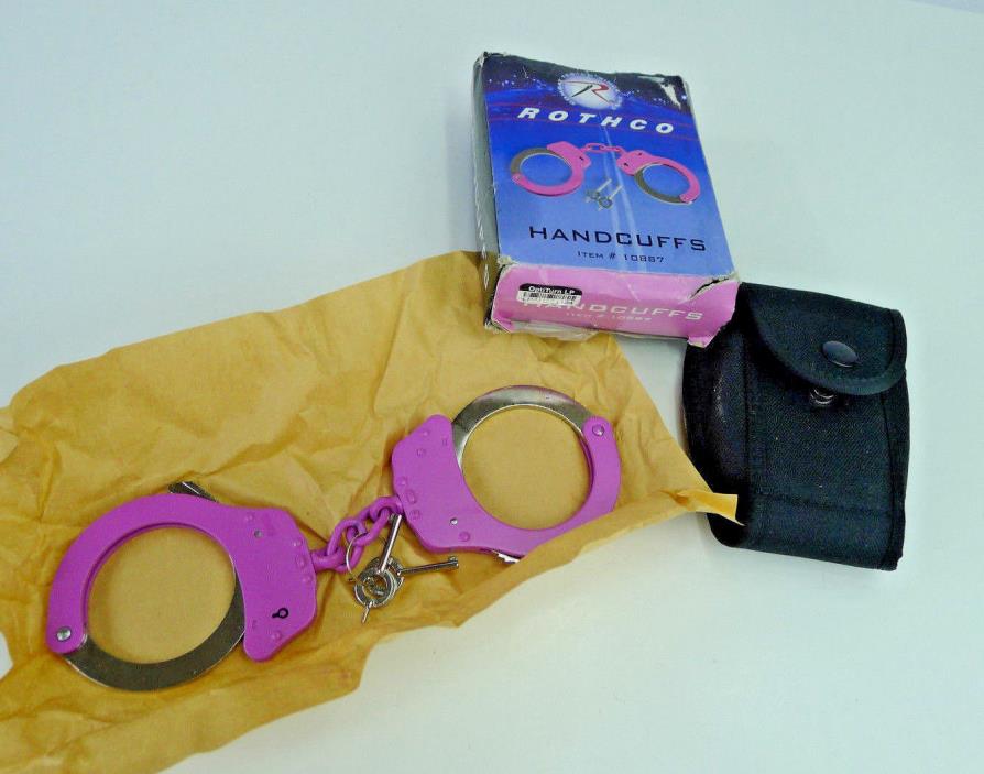 Rothco Pink Handcuffs 10887 Manganese With Keys and Belt Loop Pouch Case