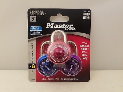 Master Lock General Security Level 2 | 3 Locks - ONE Combination | 1533TRI