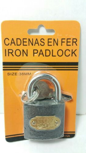 38mm Iron Padlock Keyed Hardened Shackle Padlocks Shed Gate Lock 38mm