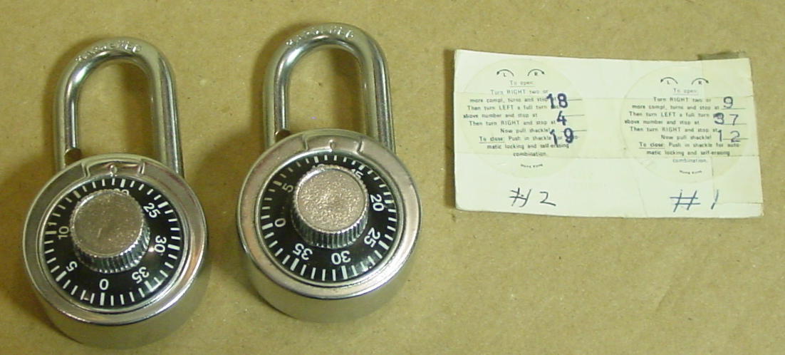 Two 50mm Master Style #468 Combination Padlocks with Separate Combo's