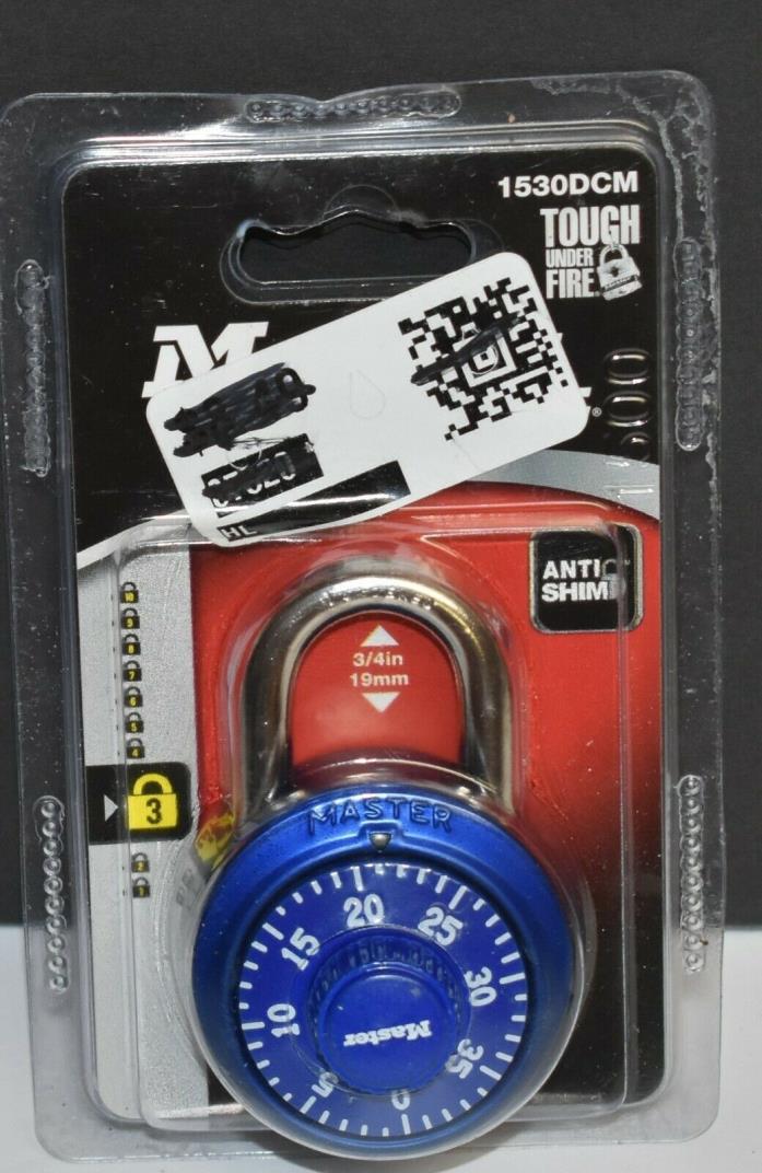 Master Lock Anodized Body Combination - 1530DCM 3/4 inch 19mm Blue NEW
