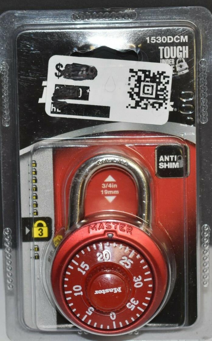 Master Lock Anodized Body Combination - 1530DCM 3/4 inch 19mm Red NEW