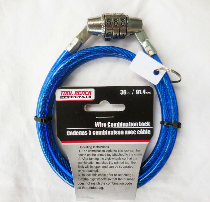 COATED WIRE COMBINATION LOCK 36in STORAGE SHEDS BICYCLES TOOL BOX LOCKERS GATES