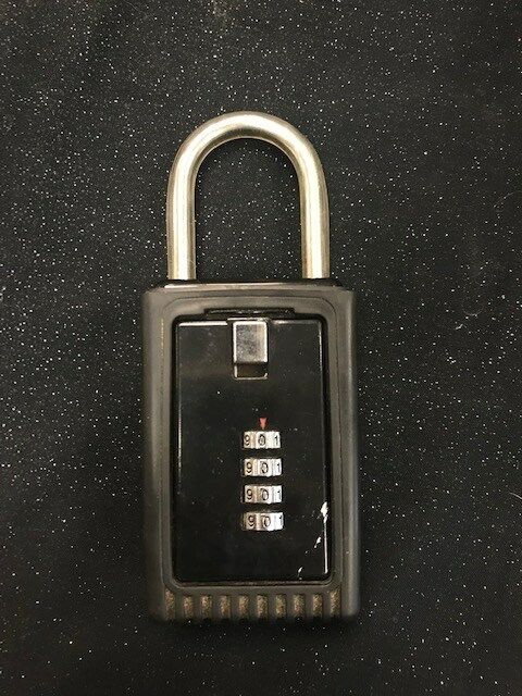 4 Number Combination Lockbox- Black & Silver- Used Condition