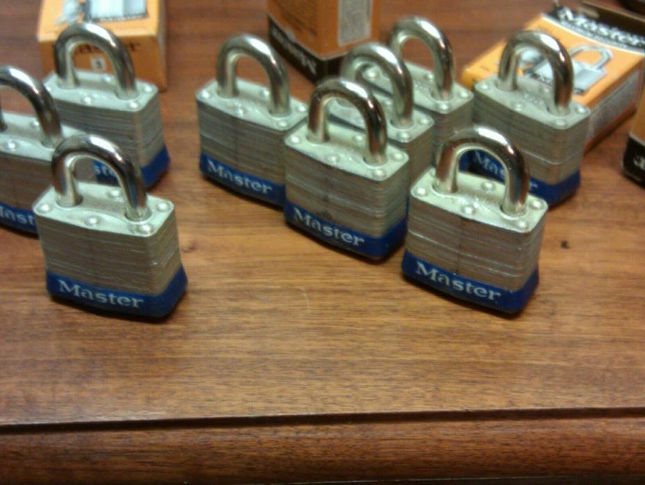 LOT OF 14 MASTER LOCK  #3  PADLOCKS ALL KEYED ALIKE slightly used , with One key