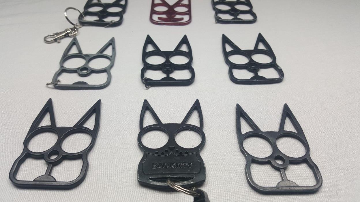 WOMEN'S SELF-DEFENSE METAL KEY RING - ONE BAD KITTY LOT OF 9 SURVIVAL EMERGENCY