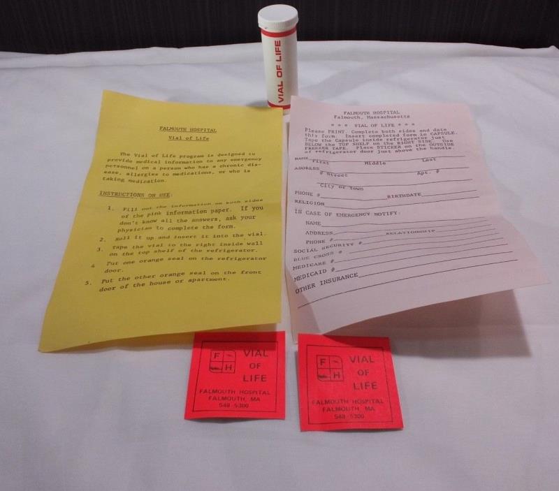 Vintage VIAL OF LIFE Project Kit Tube American Red Cross FALMOUTH HOSPITAL CAPE