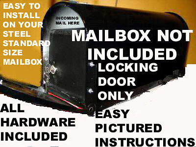 NEW LOCKING MAIL SECURITY DOOR-FOR YOUR STANDARD STEEL MAILBOX.- STRONG ABS MAT
