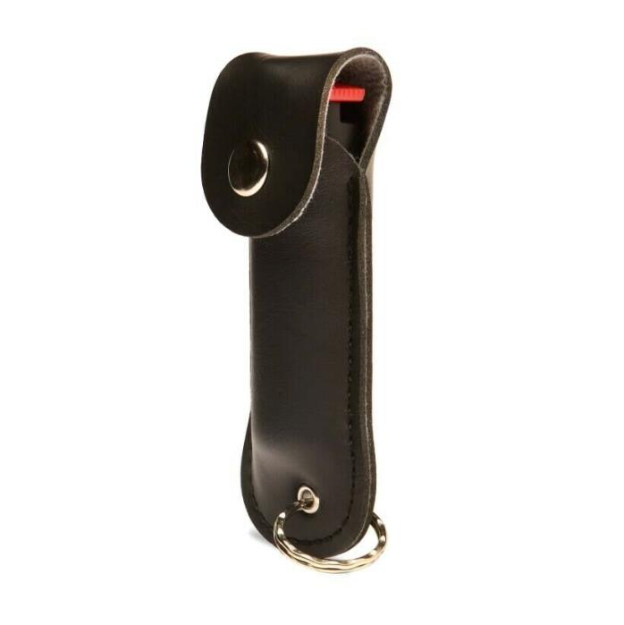 Tornado Key Chain Pepper Spray With Leather Case and Key Ring (Black)