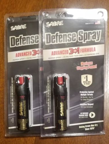 2 Sabre 3-IN-1 Pepper Spray Police Strength Self Defense MAXIMUM STOPPING POWER