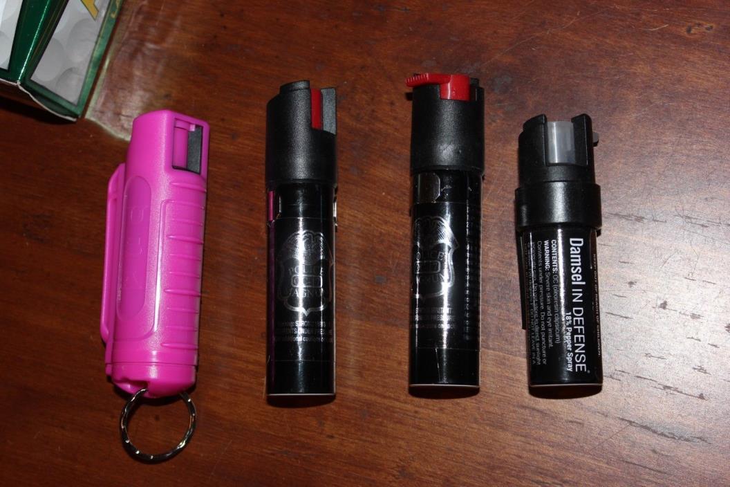5 -Pepper spray Lot Police Magnum oc-17, 2 - Damsel with dye Oc 18 misc