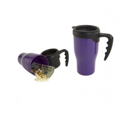 NEW Purple Thermal Coffee Mug Diversion Safe Hidden Home Security Secret Stash