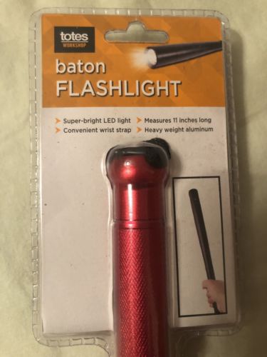 Totes Brand Baton Flashlight. NEW. LED Light. 11 Inches. Wrist Strap.